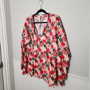Matilda Jane Red, Pink, and Black Floral Blouse